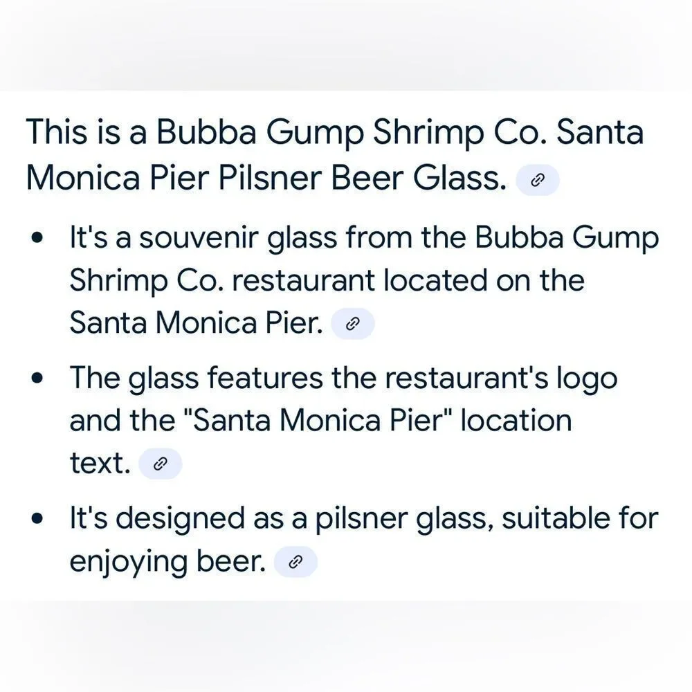 Bubba Gump Shrimp Co. Clear Glass Bar Accessory Santa Monica Pier 20 Oz Red Blue